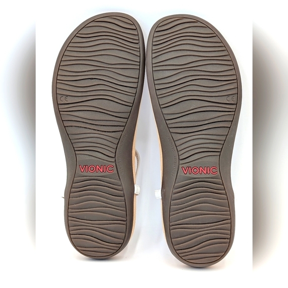 Vionic Nala Gold Embellished Flat T-Strap Sandal Orthaheel Technology Size 10 - Picture 16 of 17